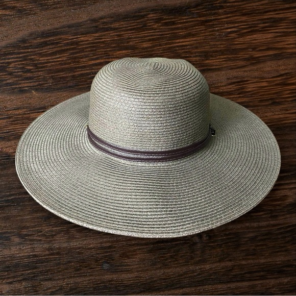 San Diego Hat Company Accessories - San Diego Hat Company Moss Green Floppy Woven Braided Hat Brown Trim One Size